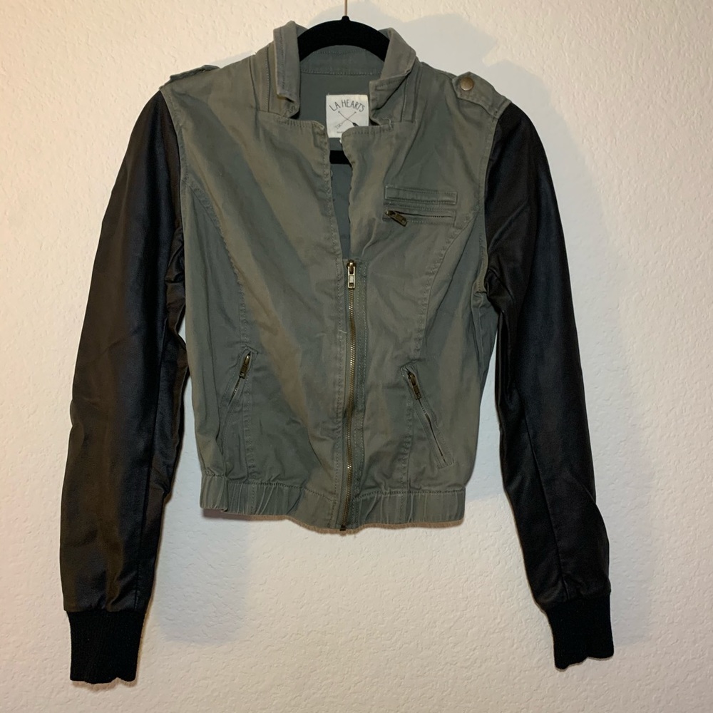 PacSun Military Jacket with Leather Sleeves